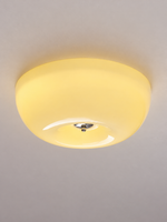 Rounded Glass Flush Mount Ceiling Light – Chrome / Cream Yellow – 38 cm – 36W