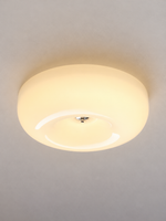 Rounded Glass Flush Mount Ceiling Light – Chrome / White – 46 cm – 40W