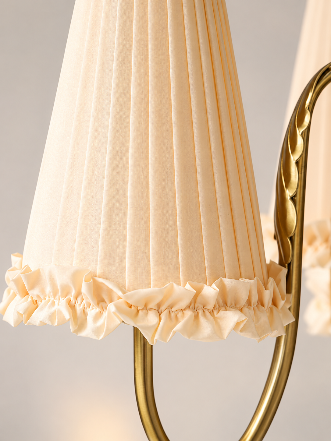 Wheat Scroll Fabric Chandelier - fabric shade detail