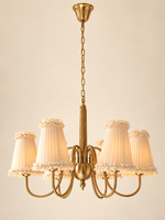 Wheat Scroll Fabric Chandelier - 6 lights · D70 × H52 cm
