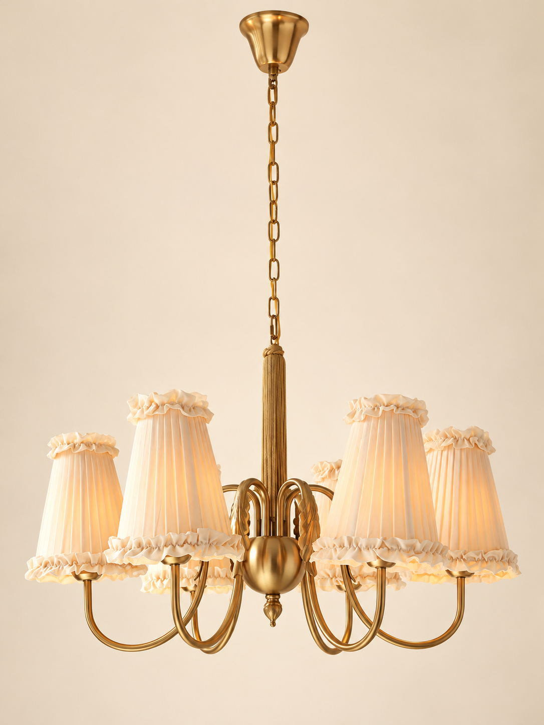 Wheat Scroll Fabric Chandelier - 6 lights · D70 × H52 cm