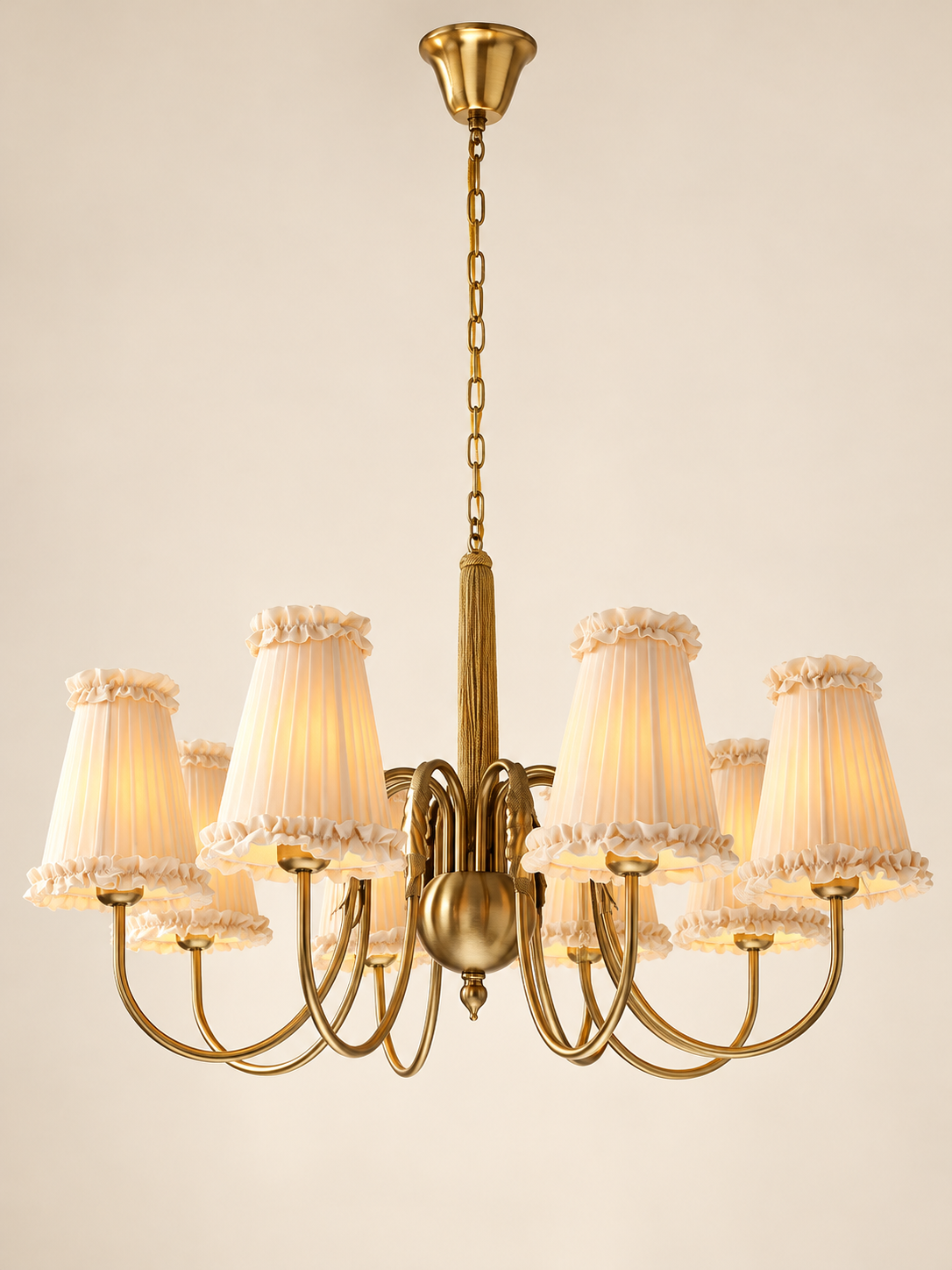 Wheat Scroll Fabric Chandelier - 8 lights · D90 × H54 cm