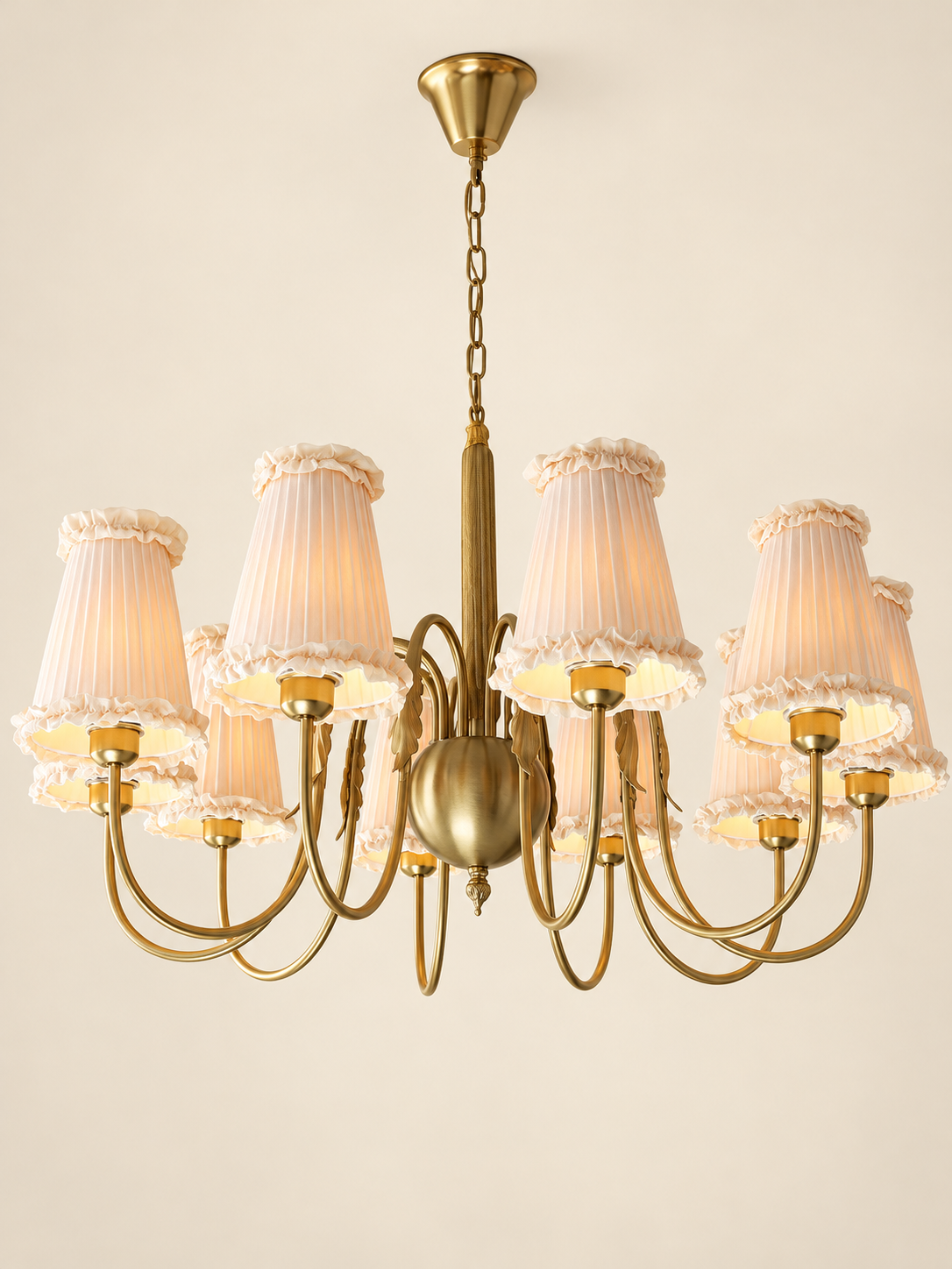 Wheat Scroll Fabric Chandelier - 10 lights · D100 × H58 cm