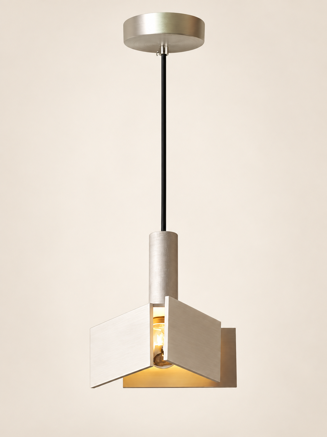 Folded Aluminum Mini Pendant Light - Half-mirrored