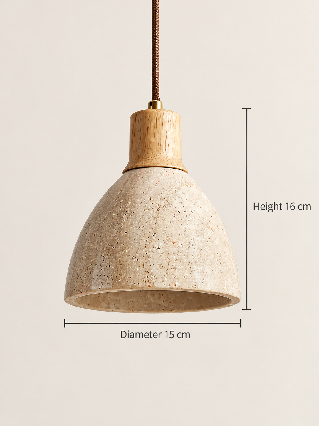 Travertine bell pendant light — body dimensions