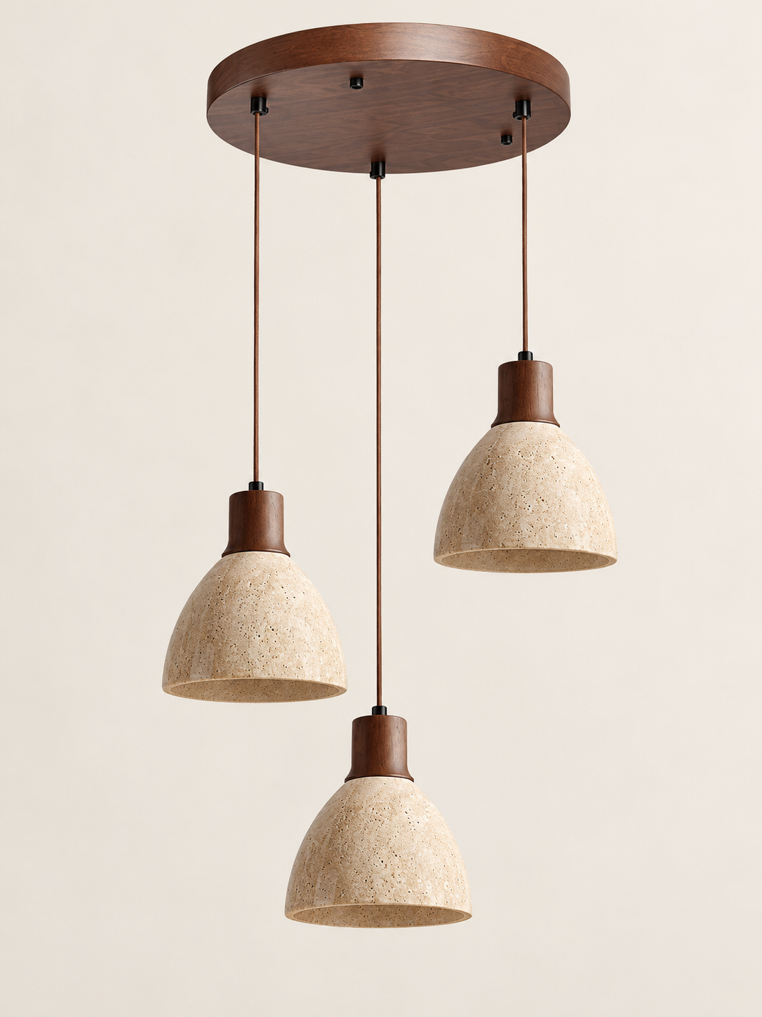 Travertine bell pendant light — dark round3