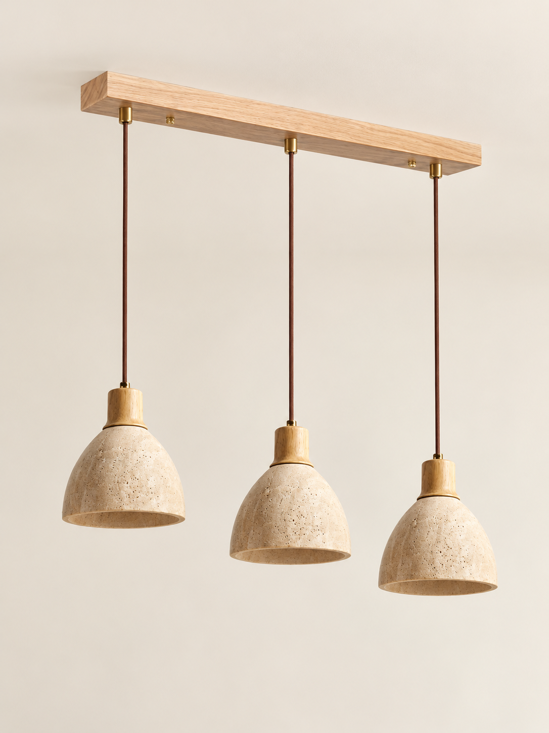 Travertine bell pendant light — natural linear3