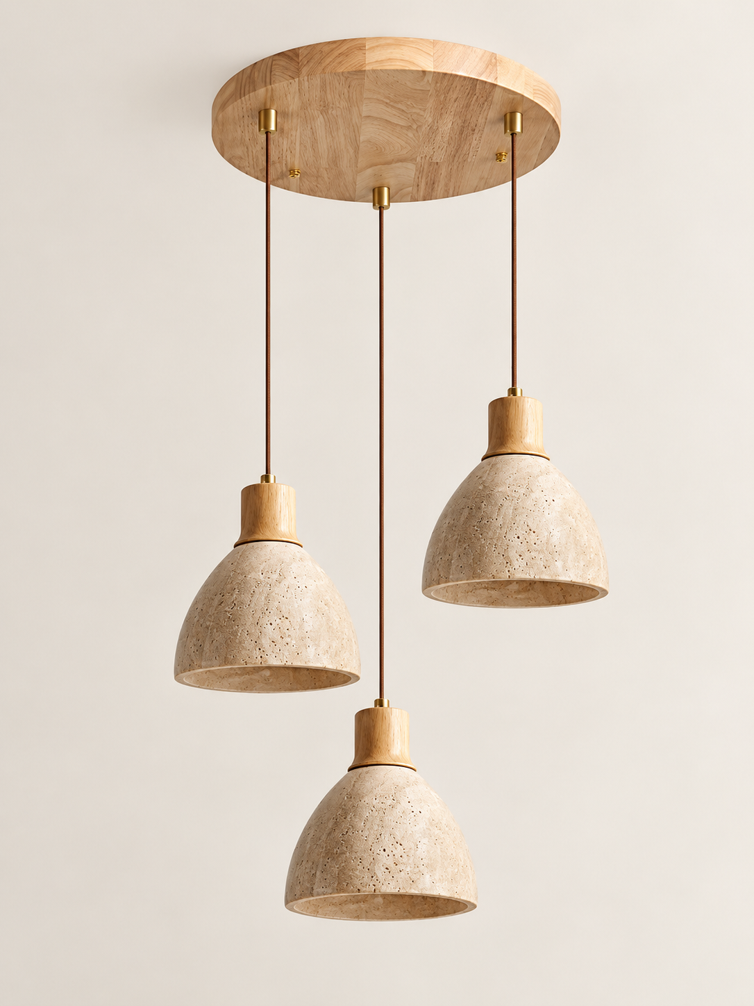 Travertine bell pendant light — natural round3