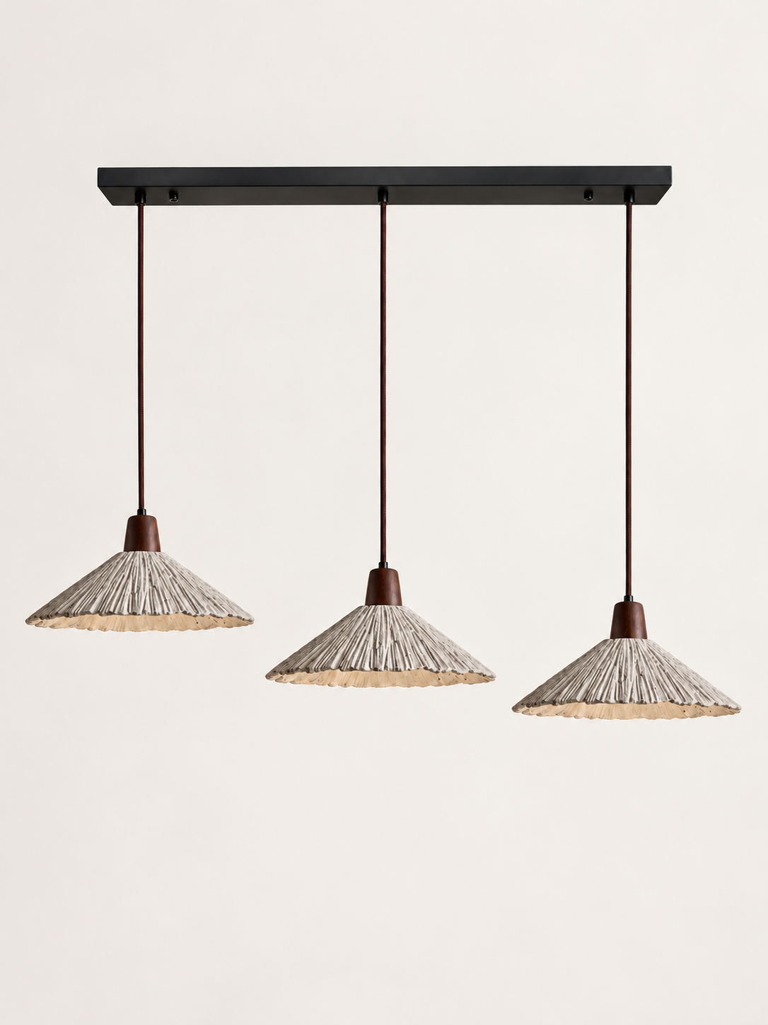Scalloped microcement pendant — dark three