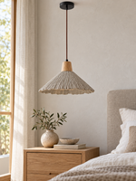 Scalloped microcement pendant — natural scene