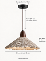 Scalloped microcement pendant — dark dimensions