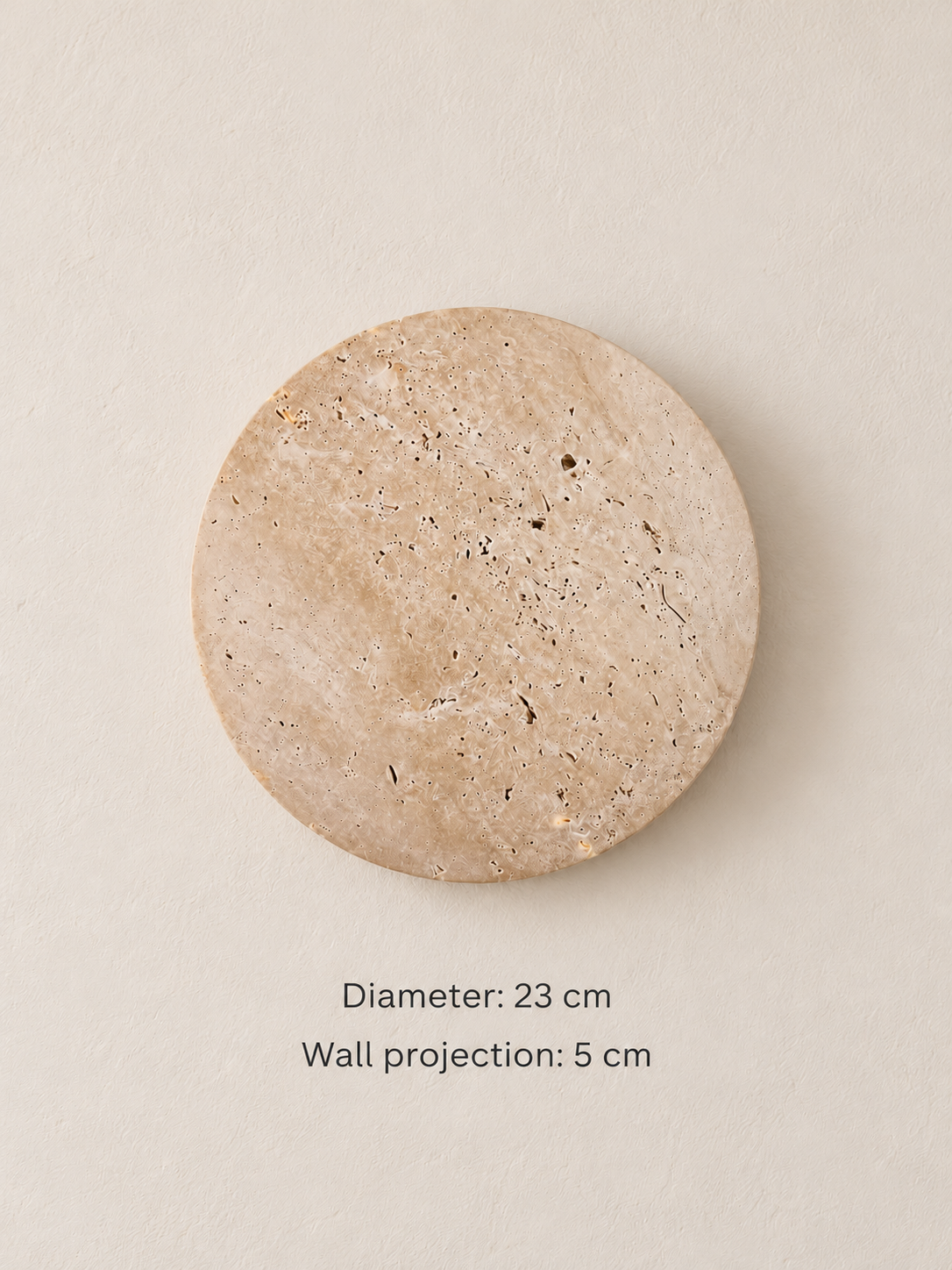 23 cm diameter and 5 cm wall projection dimensions