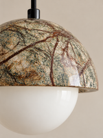 Green marble and opal glass pendant — material detail v1