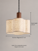 Scalloped Xuan paper and walnut pendant — small dimensions v1