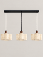 Scalloped Xuan paper and walnut pendant — three small off v1