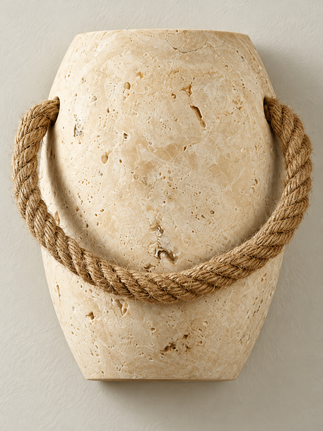 Rope-loop travertine wall sconce - detail