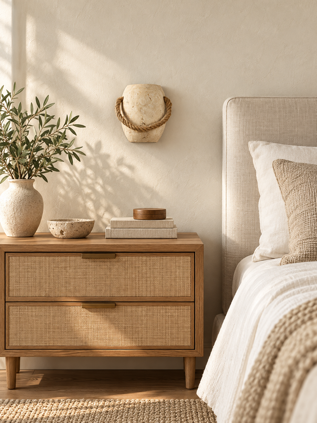 Rope-loop travertine wall sconce - hero