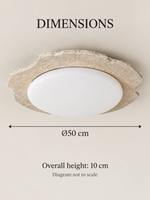 Natural-edge travertine ceiling light — dimension 50
