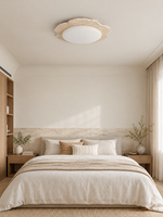 Natural-edge travertine ceiling light — scene
