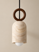 Single wood-ring travertine pendant — regular usb