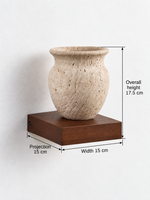 Travertine vase wall light with solid-wood support — dimensions v2