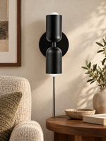 Double-Light Wall Lamp in a refined neutral home interior, portrait 3:4