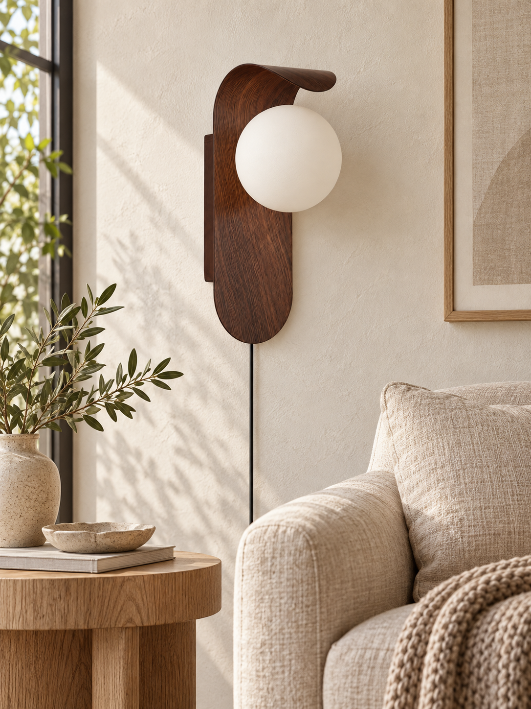 Wall Lamp in a refined neutral home interior, portrait 3:4