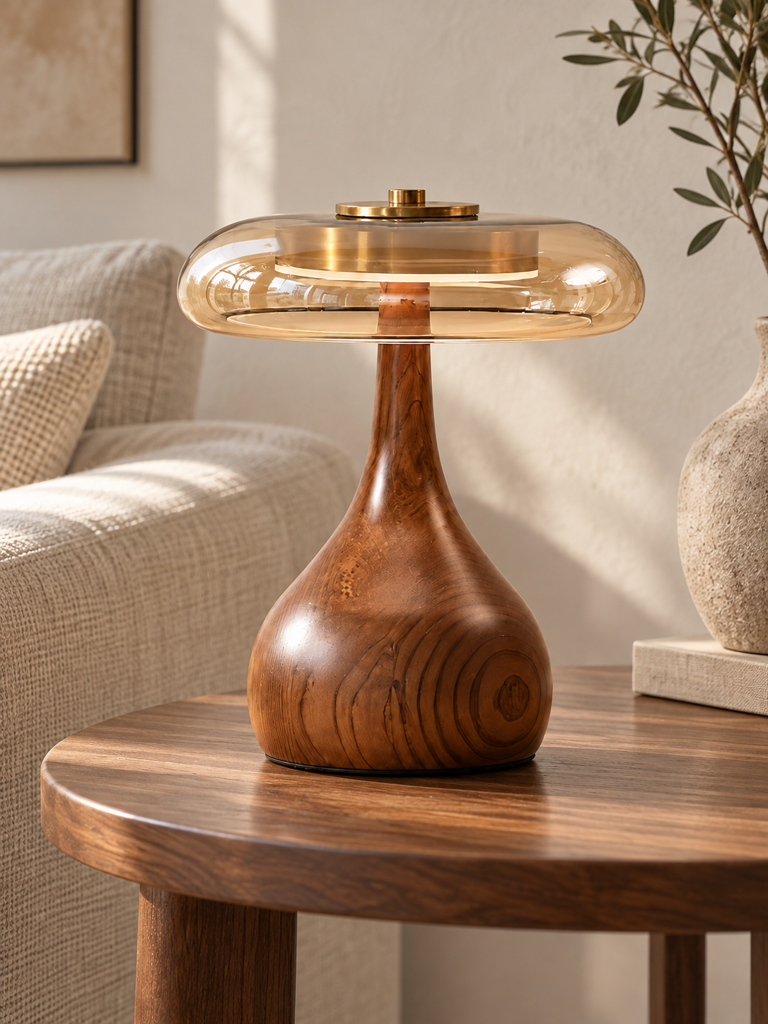 Glasses Table Lamp in a refined neutral home interior, portrait 3:4