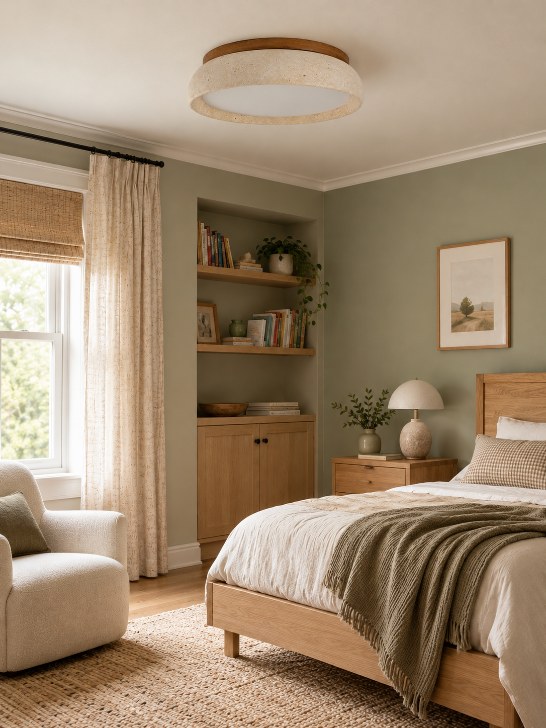 Travertine Ceiling Light in a refined home interior, portrait 3:4