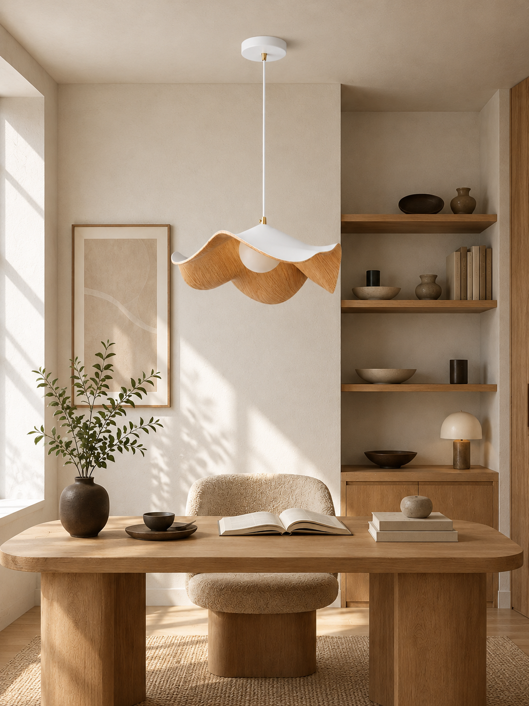 Lotus Leaf Pendant Light in a refined home interior, portrait 3:4