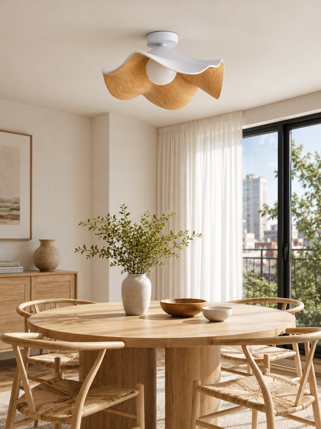 Lotus Leaf Ceiling Light in a refined home interior, portrait 3:4