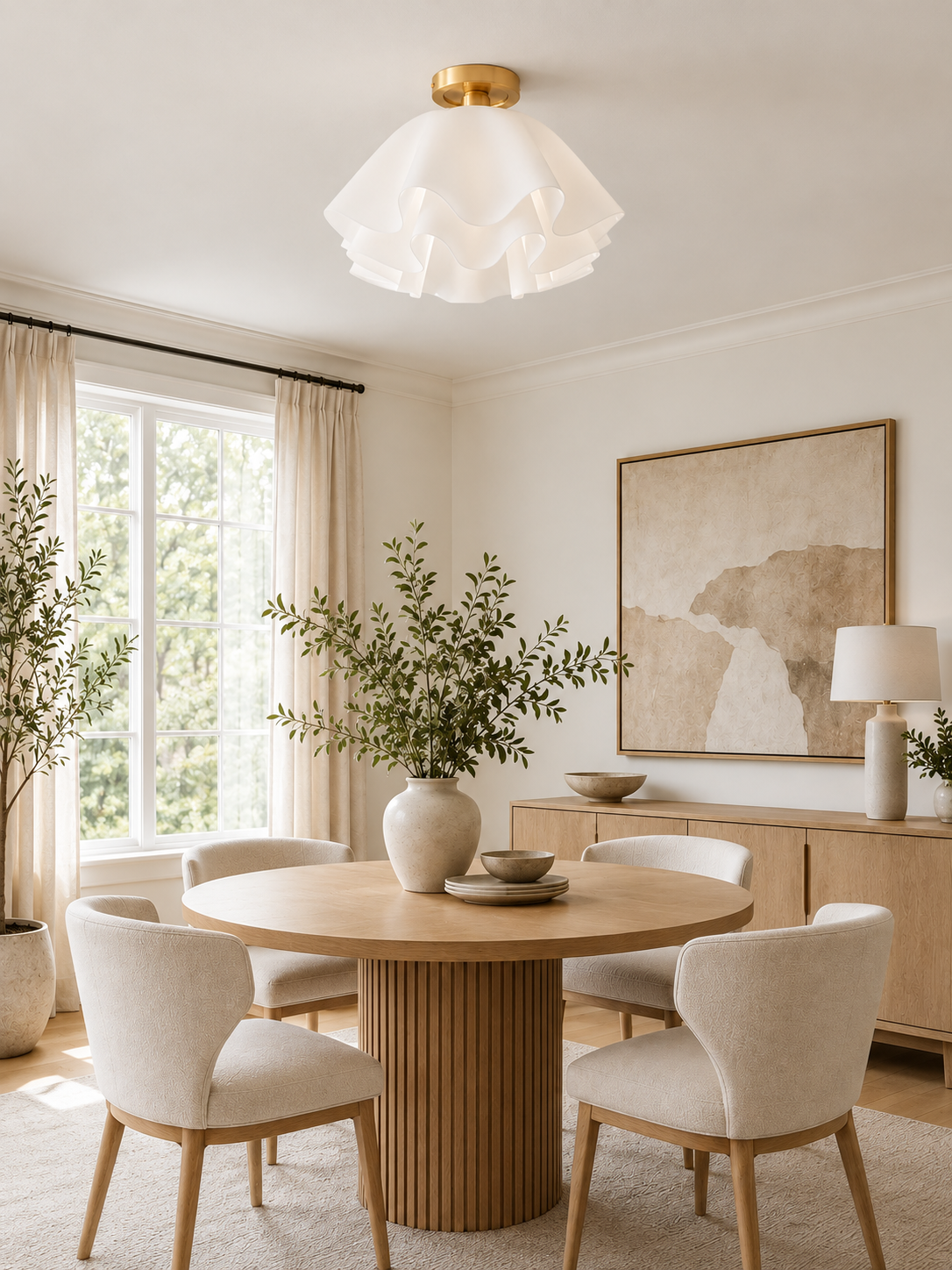 Petal-Shaped Ceiling Light in a refined home interior, portrait 3:4