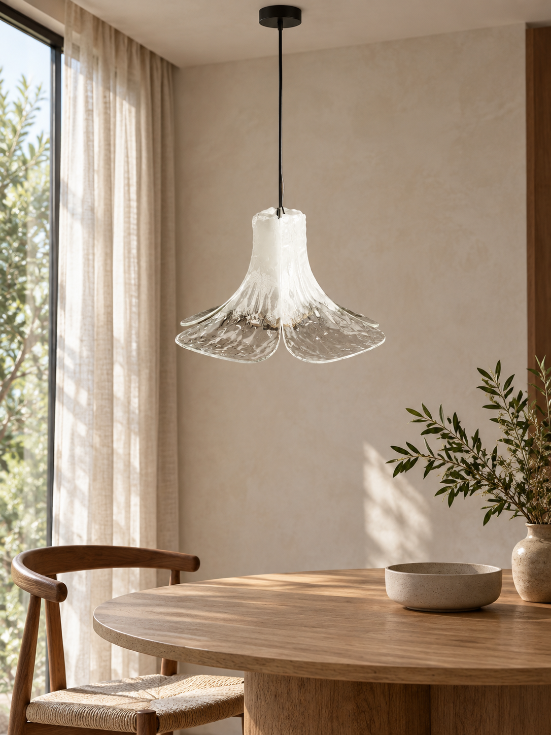 Petal Veil Pendant in a realistic interior scene, 3:4 portrait