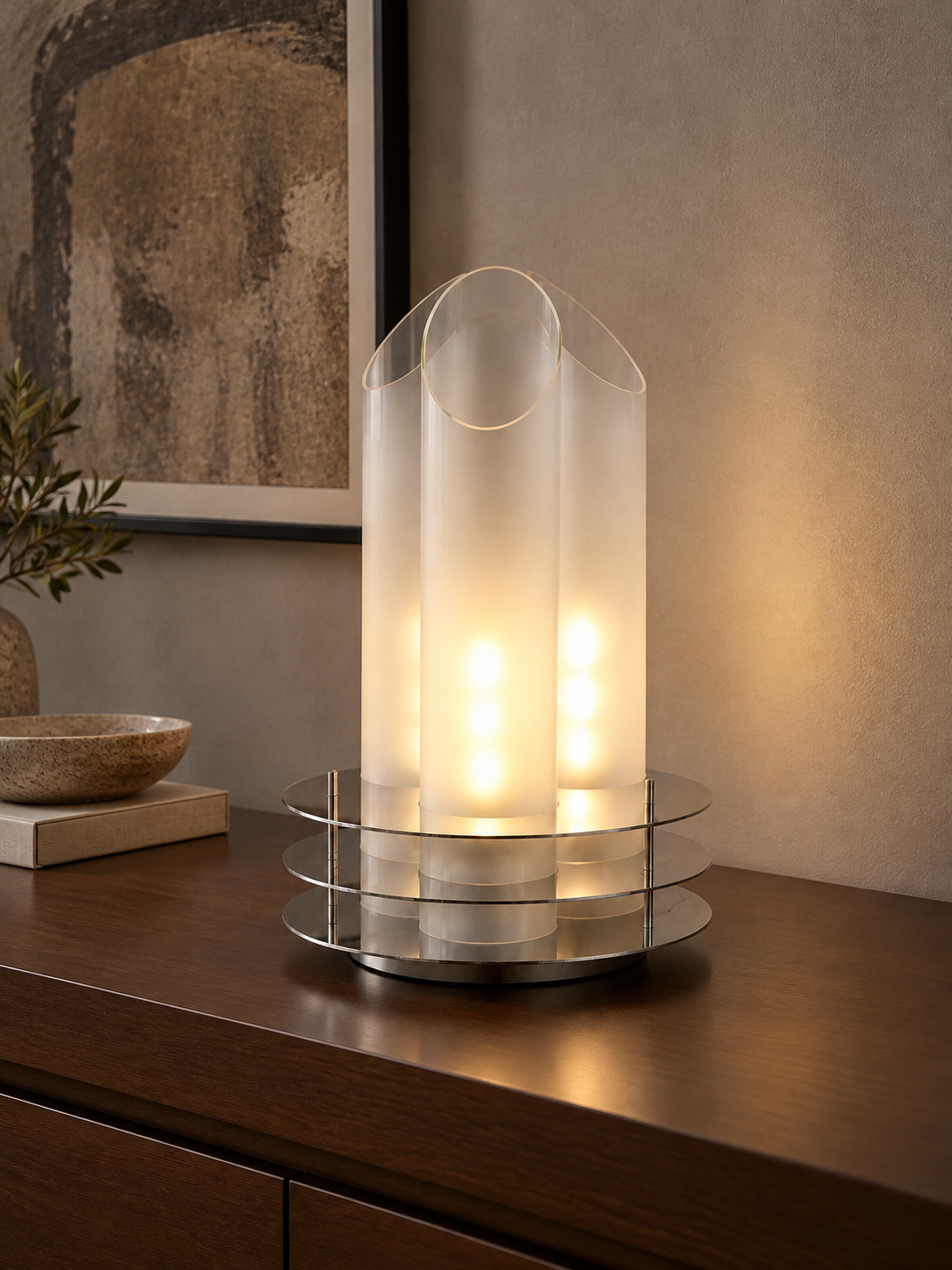 SpaceAge Glow Table Lamp in a refined home interior, portrait scene