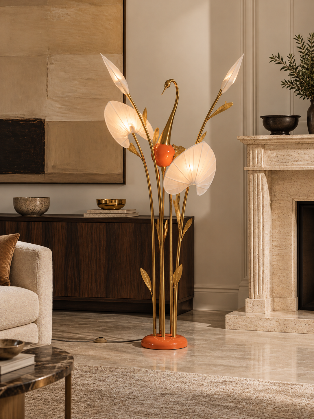 Flamingo Floor Lamp in a refined home interior, portrait scene