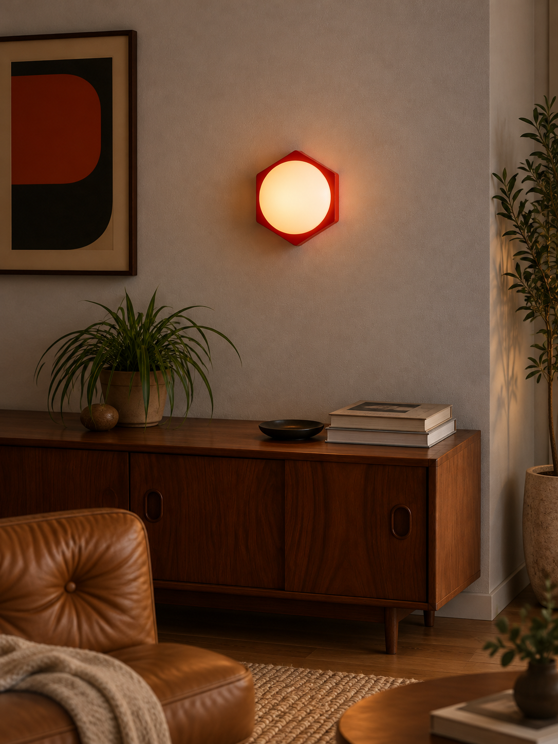Hexa Halo Wall Light in a refined home interior, portrait scene