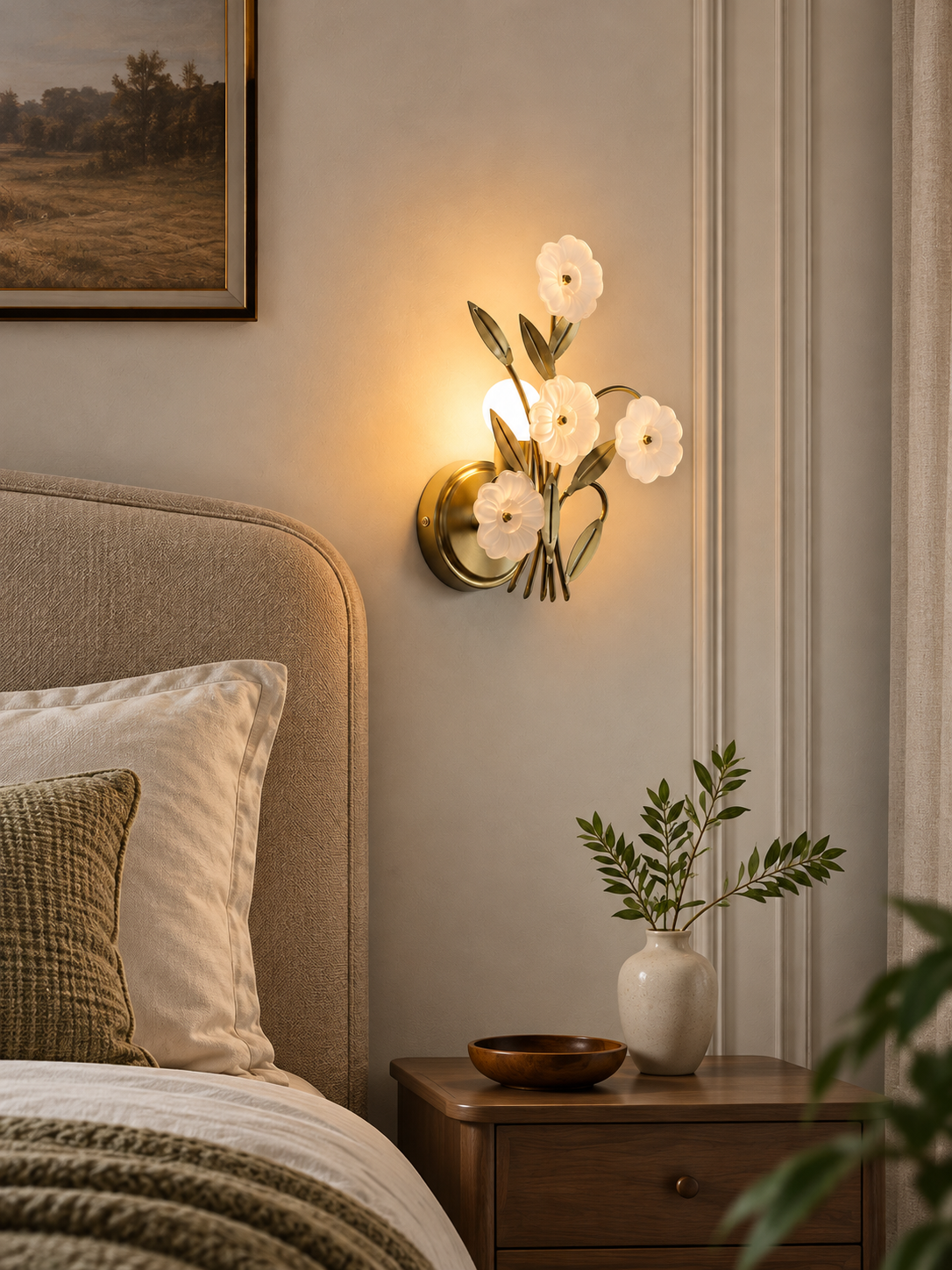 Petal Branch Wall Sconce in a refined home interior, portrait scene