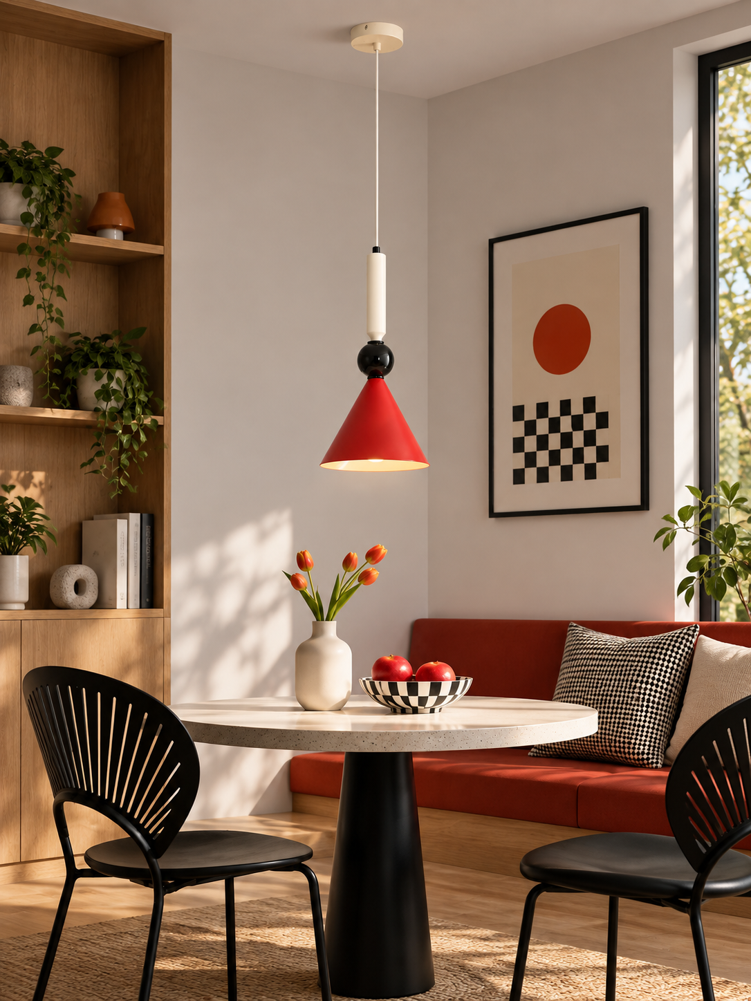 Memphis Color Pendant in a refined home interior, portrait scene