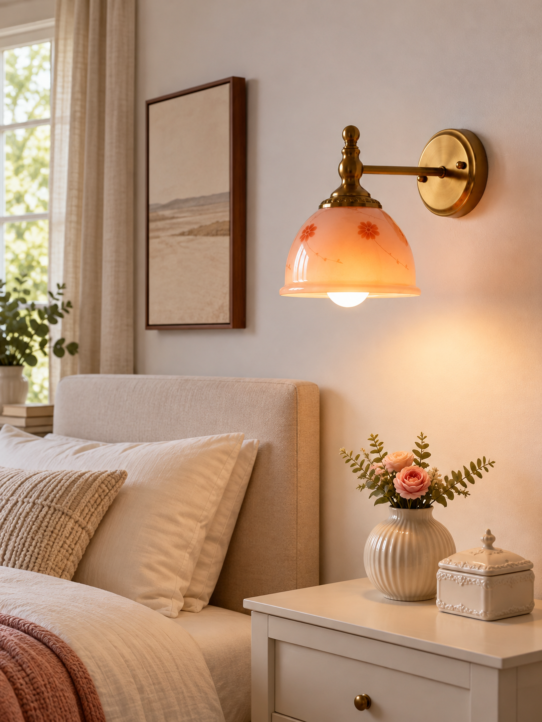 Roseglass Arc Sconce in a refined home interior, portrait scene