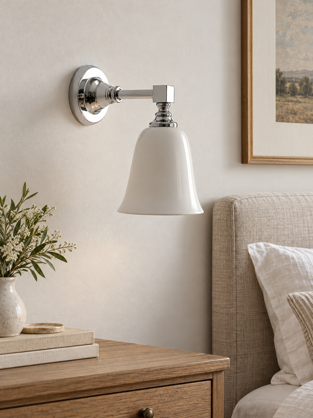 Old Shanghai Arc Sconce in a refined home interior, portrait scene