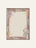 Pink floral crescent moon mirror — hero
