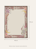 Pink floral crescent moon mirror — size 40x55
