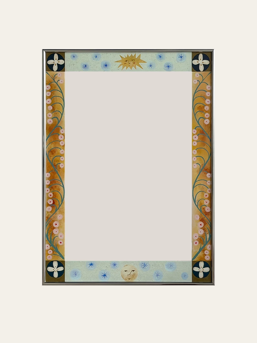 Sun and moon floral border mirror — hero