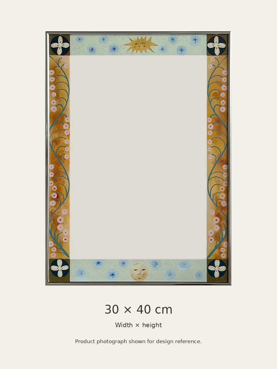 Sun and moon floral border mirror — size30x40