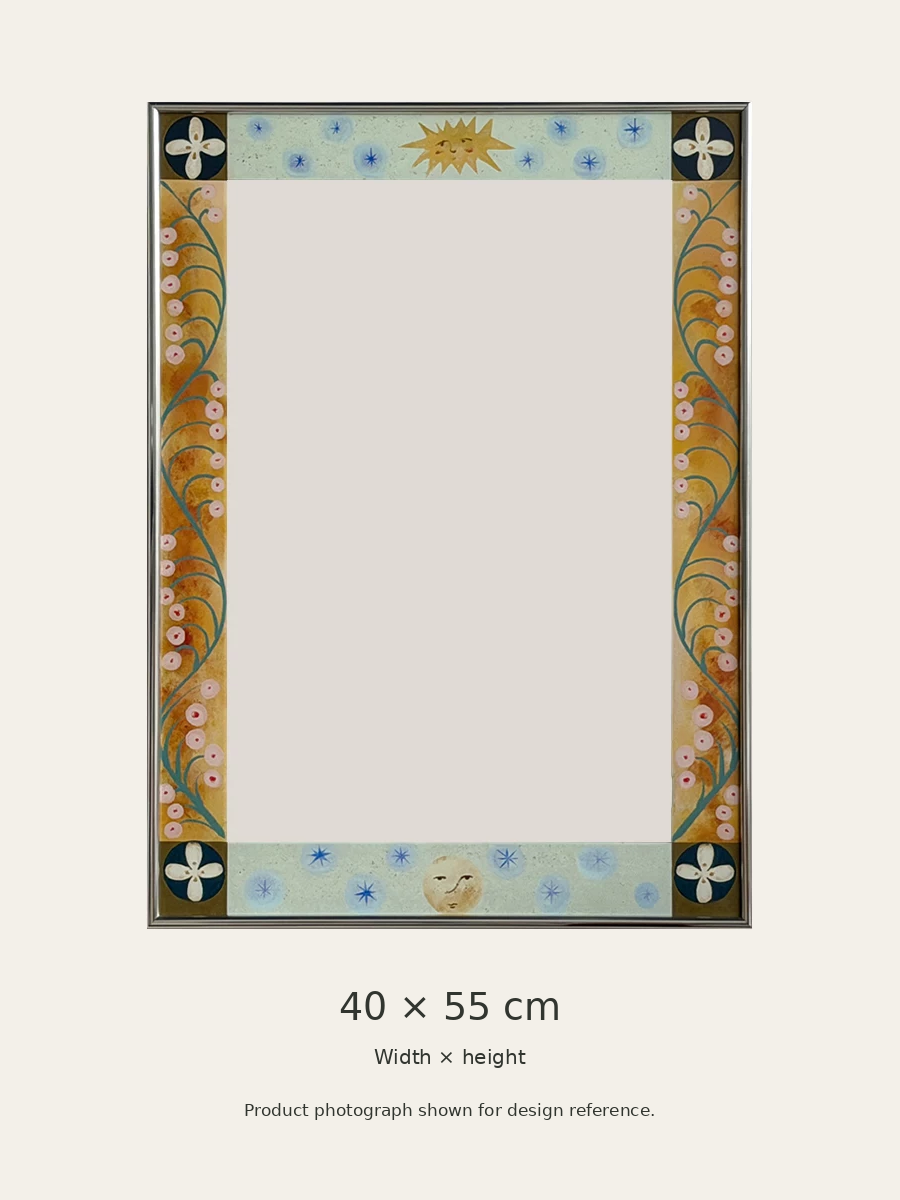 Sun and moon floral border mirror — size40x55
