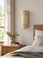 Curved Xuan paper wall sconce — grass scene