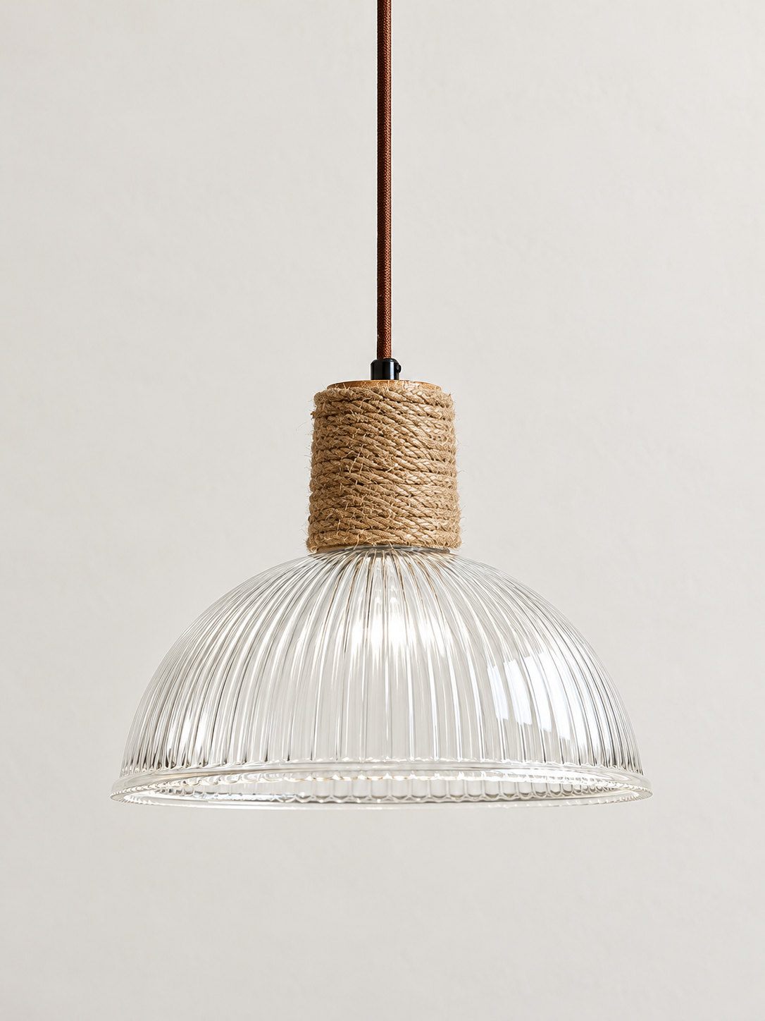 Textured Glass and Rope Pendant Light — C — Arched / 1 Light