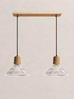 Textured Glass and Rope Pendant Light — B — Stepped / 2 Lights