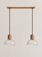 Textured Glass and Rope Pendant Light — C — Arched / 2 Lights