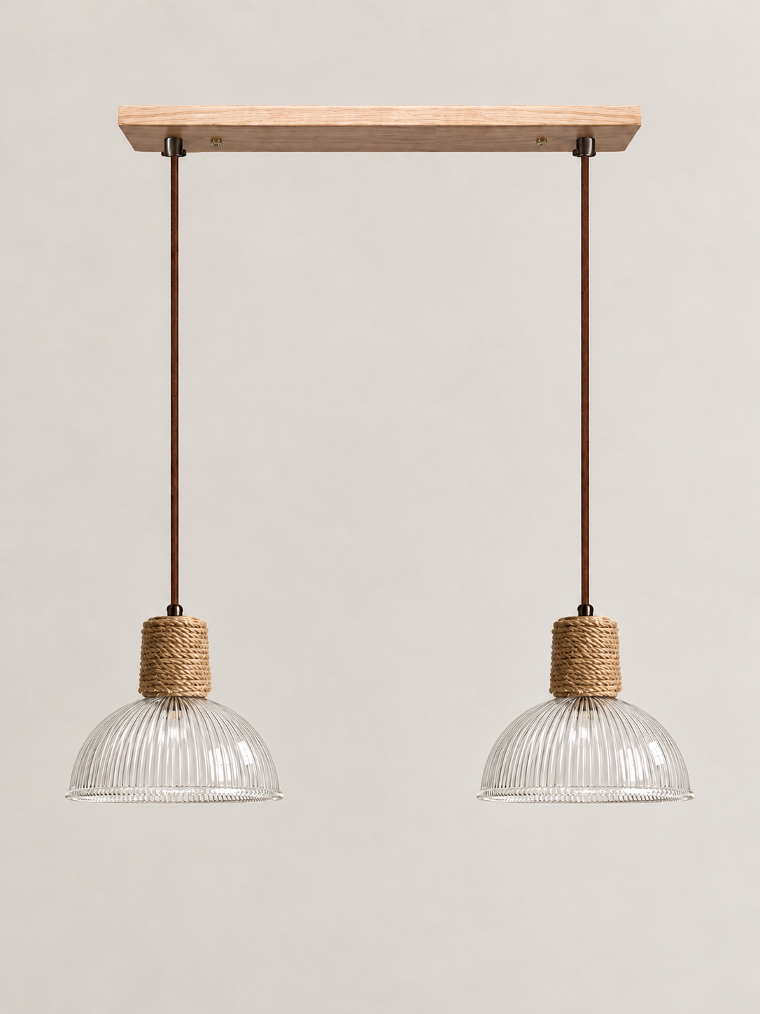Textured Glass and Rope Pendant Light — C — Arched / 2 Lights